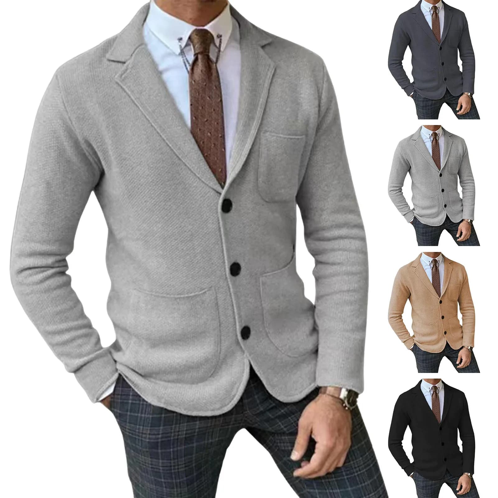 Men's Single-Breasted Solid Color Blazer