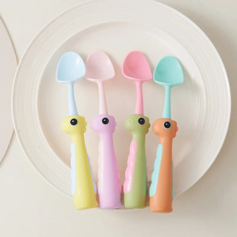 Cartoon Dinosaur Baby Spoon with Standing Base