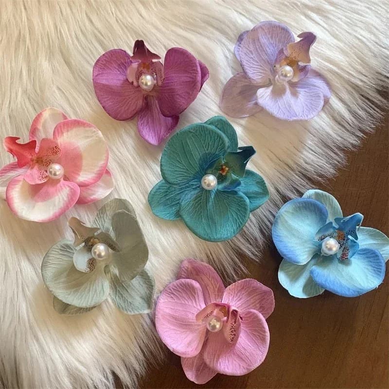 Pink Orchid Flower Hair Clip
