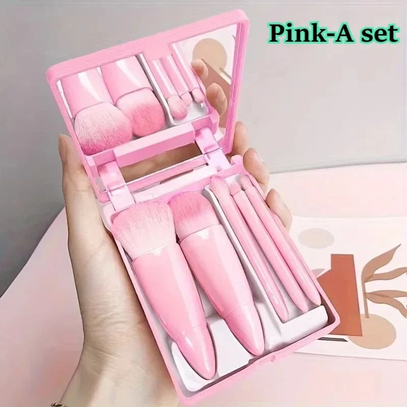 Makeup Brush Set with Mirror and Portable Box