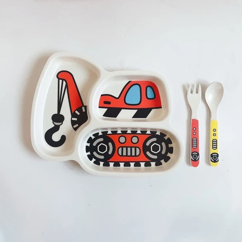 Kids Divided Plate Set With Fork and Spoon