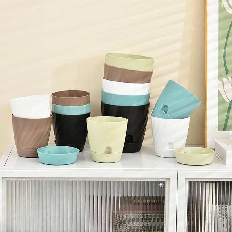 Plastic Flower Pot with Pedestal Base