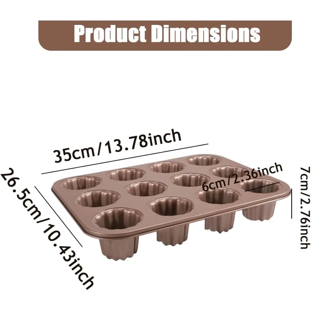 12-Cavity Carbon Steel Canelé Mold