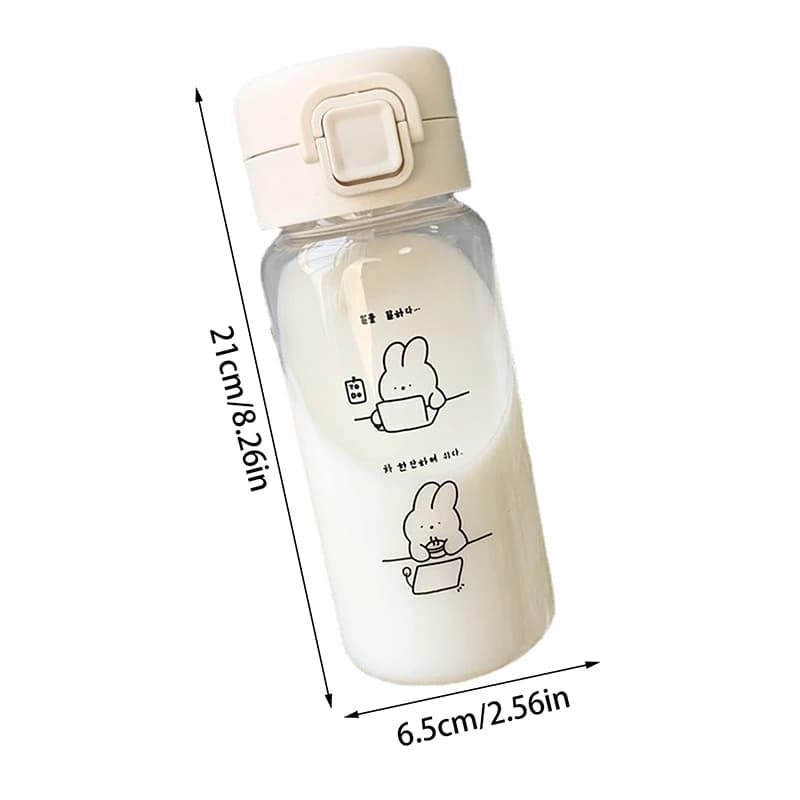 Cartoon Plastic Water Bottle with Straw