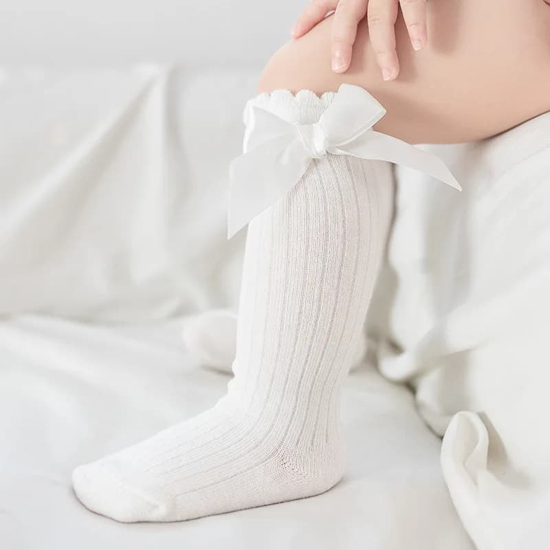 Baby Girl Mid-Tube Socks With Bow