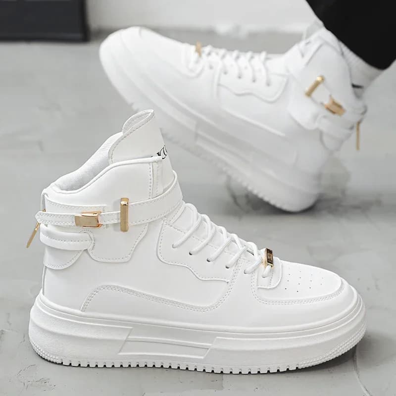 Men's High-top Sneakers Are Fashionable and Versatile.Thick-soled Casual Shoes Are Light, Trendy and Comfortable. White Sneakers