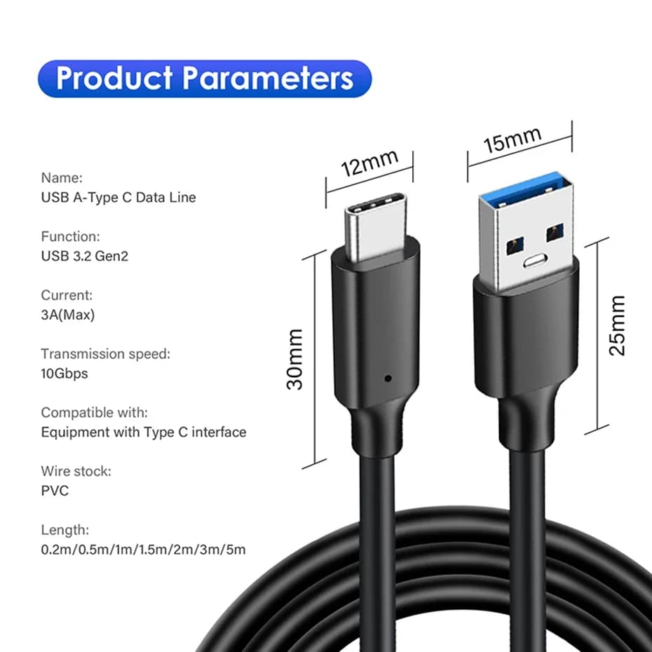 USB 3.2 Type-C Cable with Fast Charging