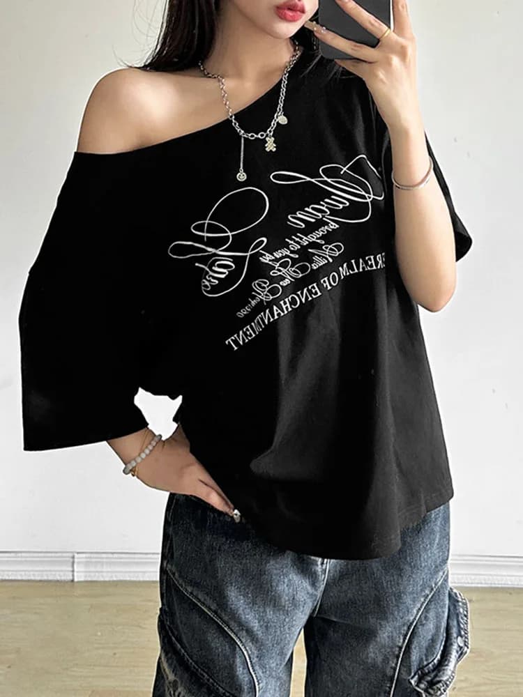 Casual Relaxed Letter Graphic T-Shirt Women