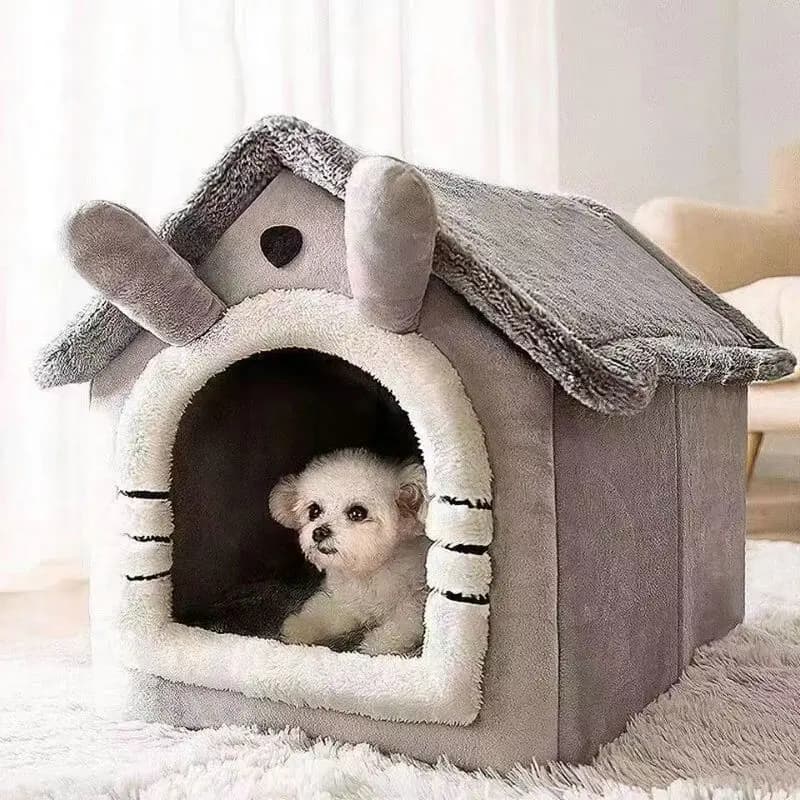 Closed Cat Bed Pet House with Washable Cushion