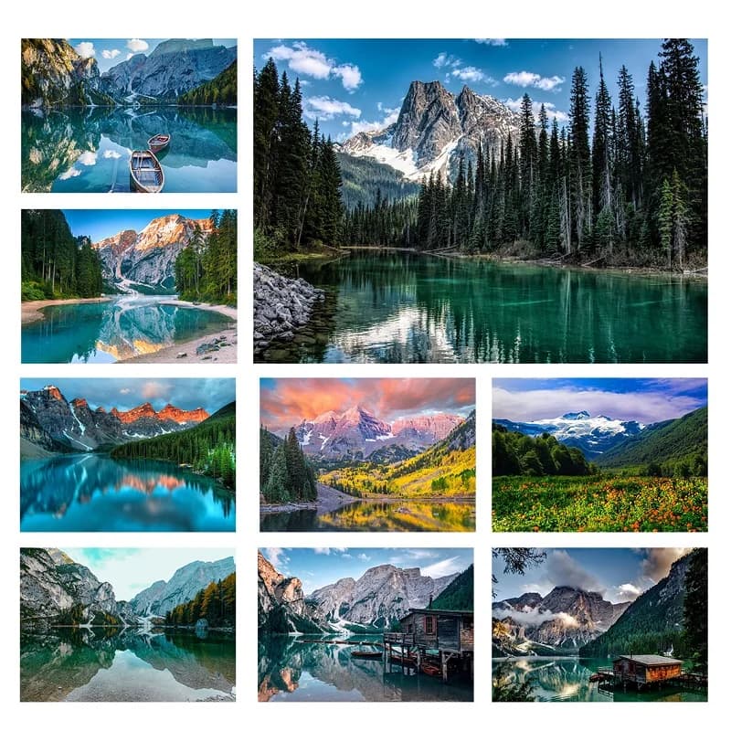 Forest Mountain Lake Landscape Canvas Print