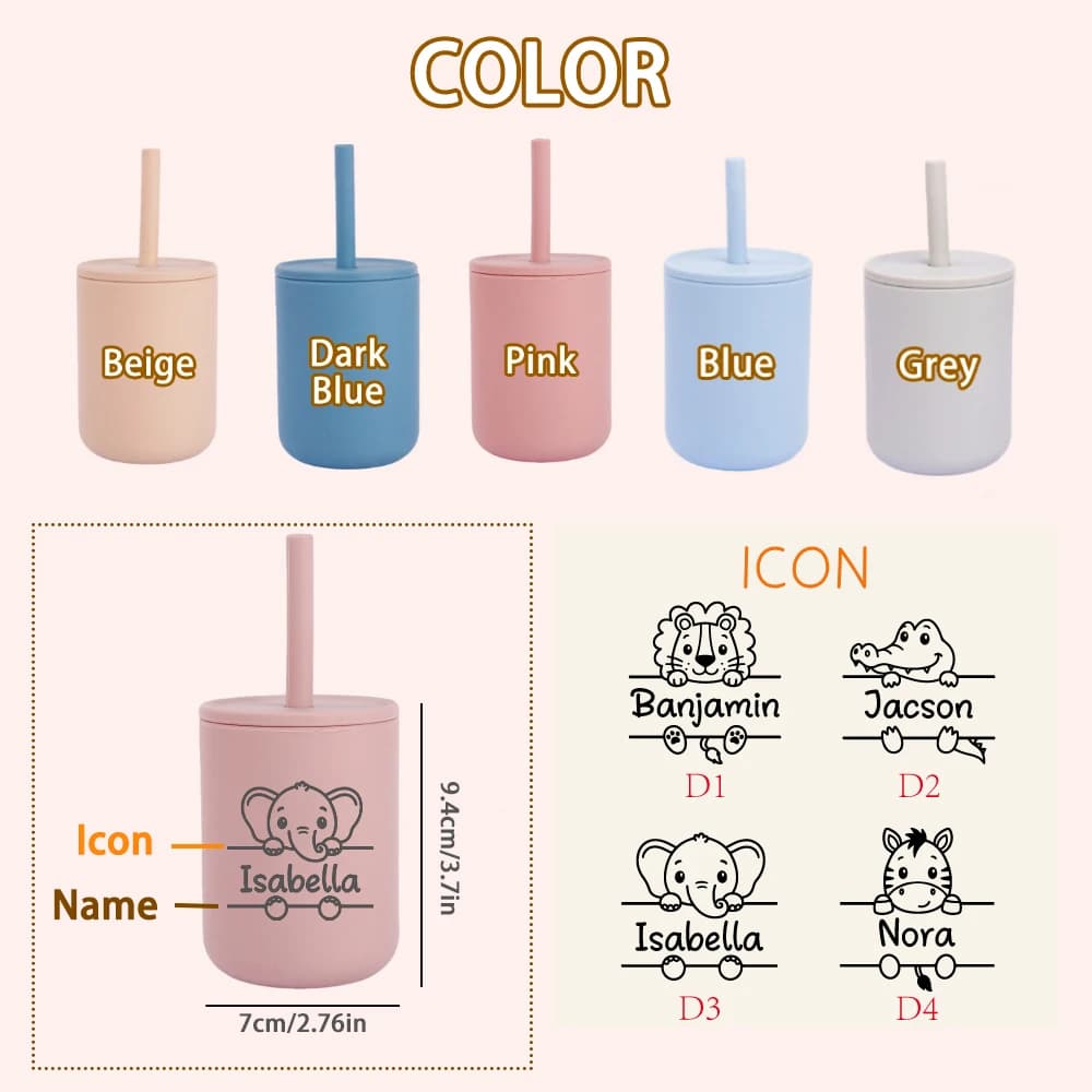 Personalized Silicone Sippy Cup for Toddlers