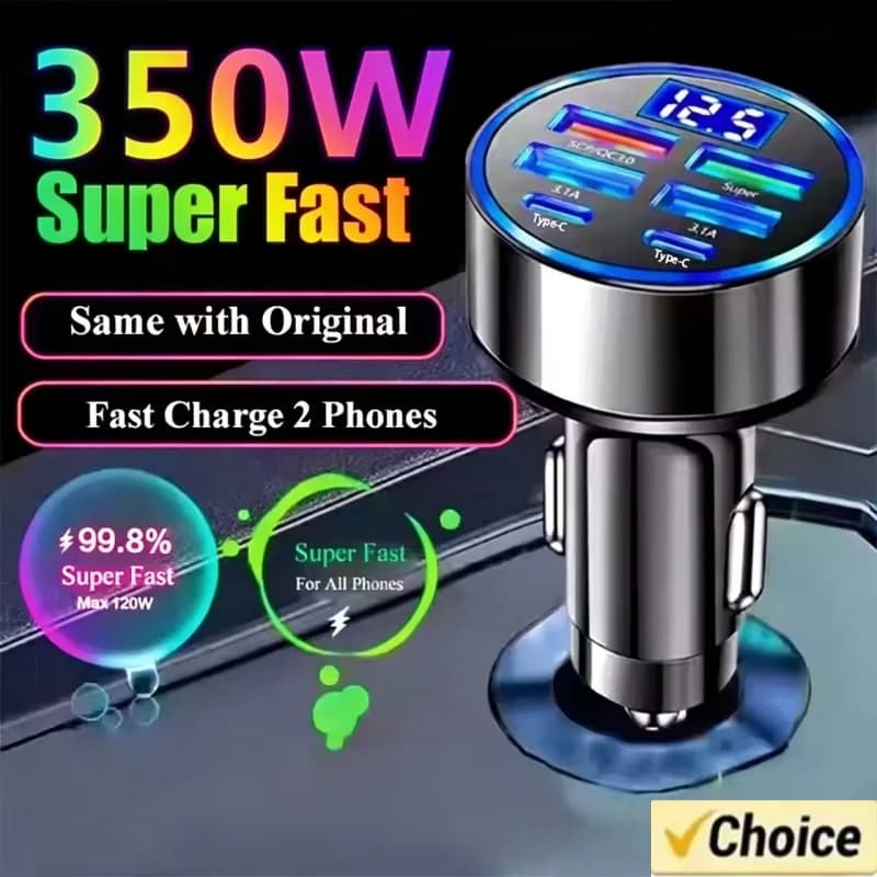 350W Car Charger USB  PD QC3.0 USB C Car Phone Charger Type C Adapter for iPhone Samsung Huawei Xiaomi Quick Charge
