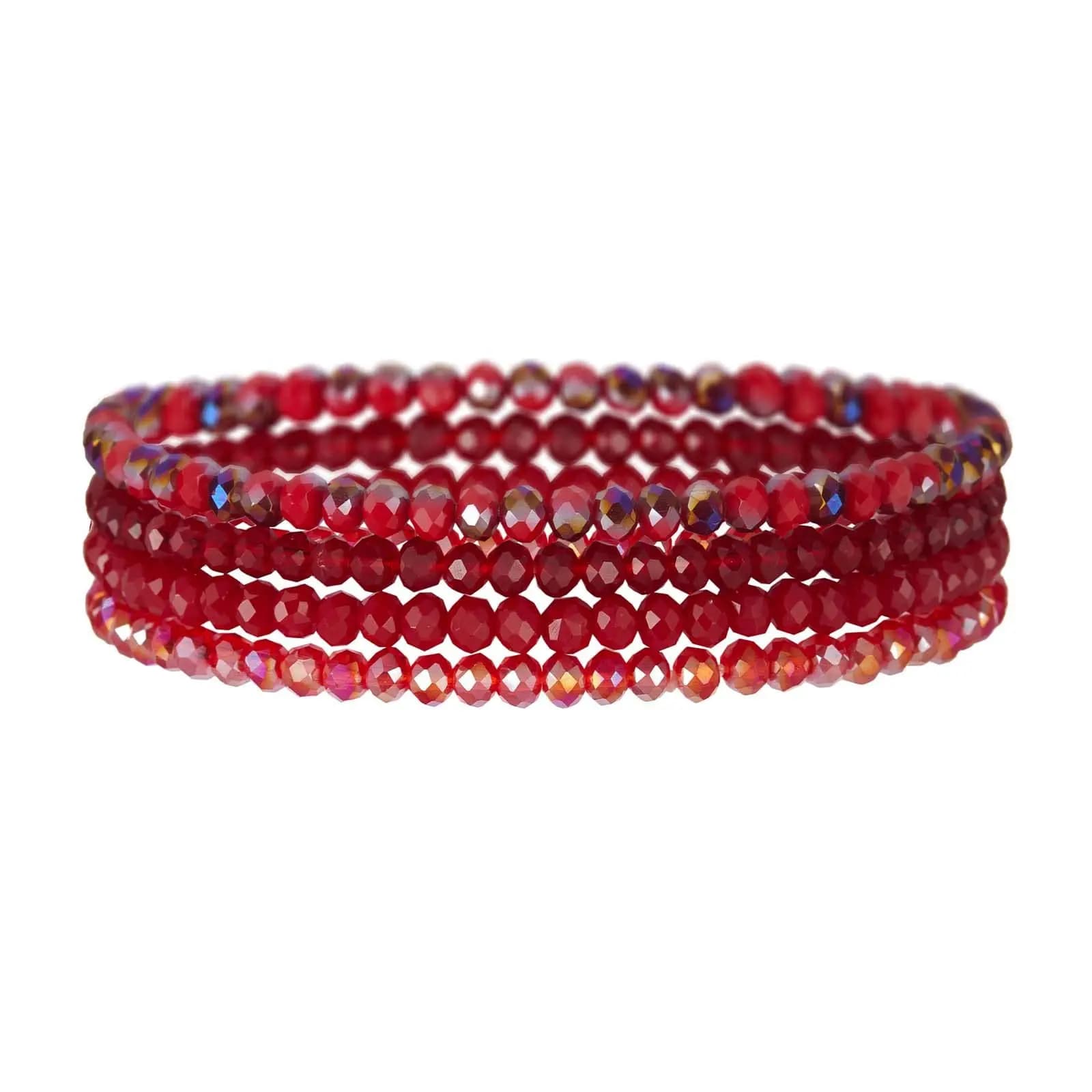Faceted Glass Bead Stretch Bracelets Set