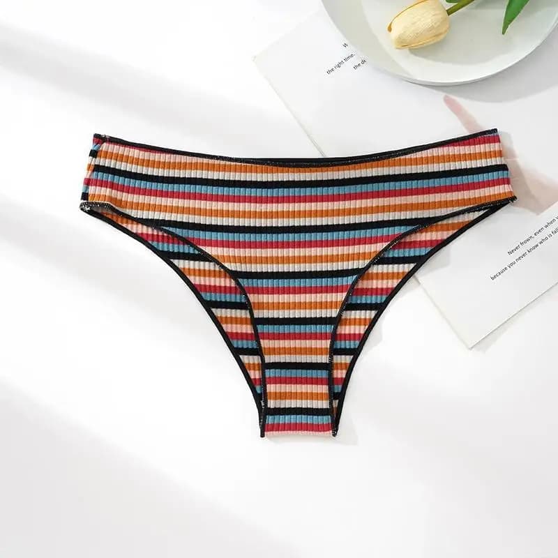 Colorful Striped Cotton Low-Waist Briefs