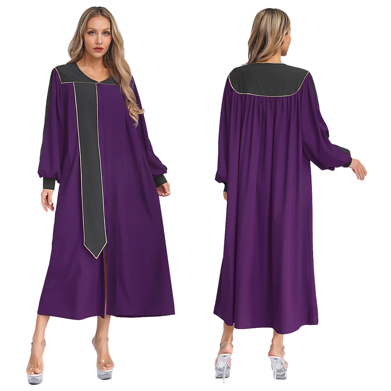 Women's Clergy Robe with Embroidered Sleeves
