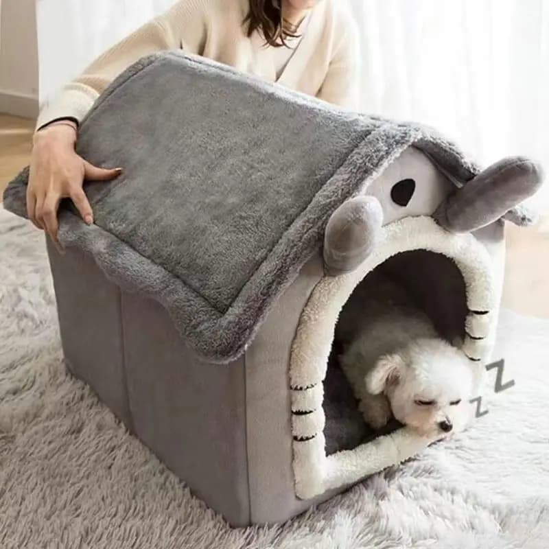 Closed Cat Bed Pet House with Washable Cushion