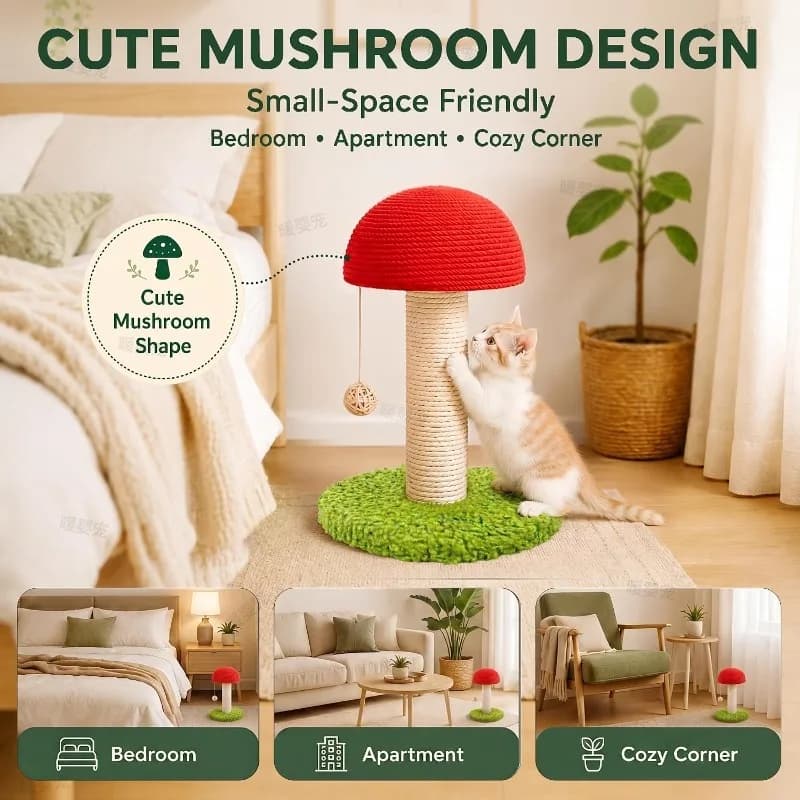 Cat Scratch Board Mushroom Tall Scratching Post