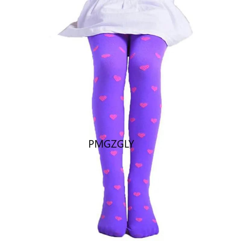 Girls Heart Pattern Elastic Waist Tights