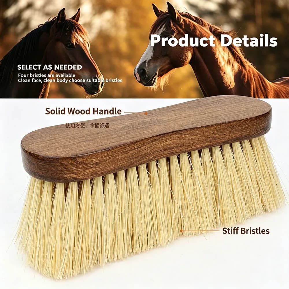 Horse Grooming Brush with Curved Handle