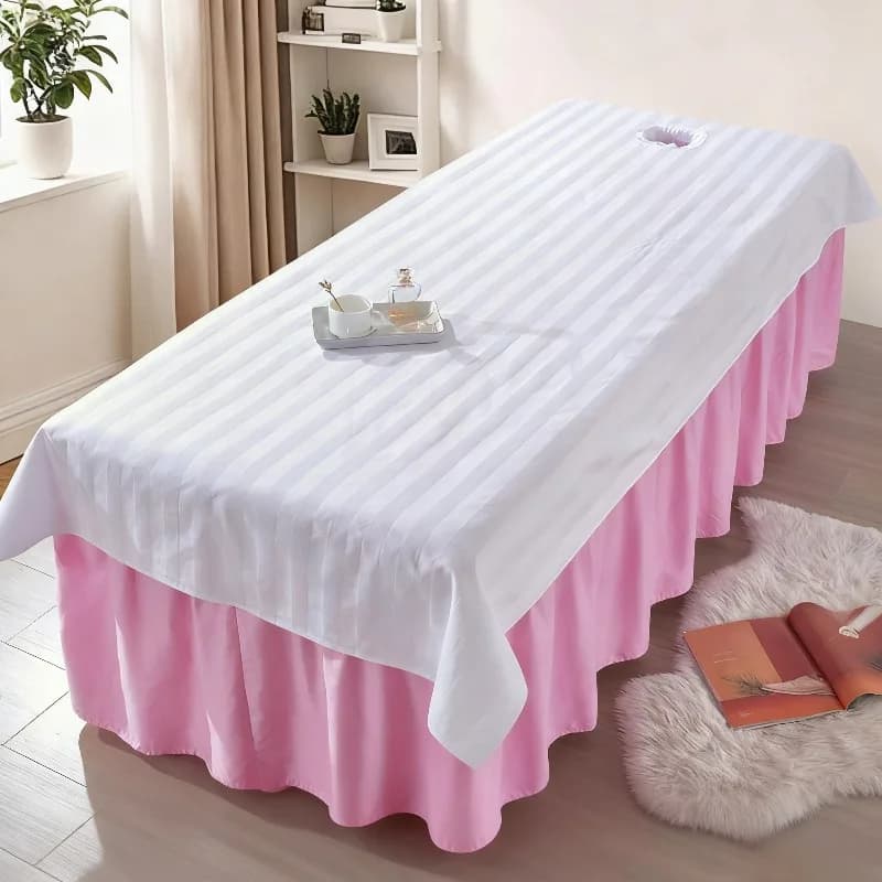 Pure Cotton Beauty Salon Bed Sheet with Face Hole