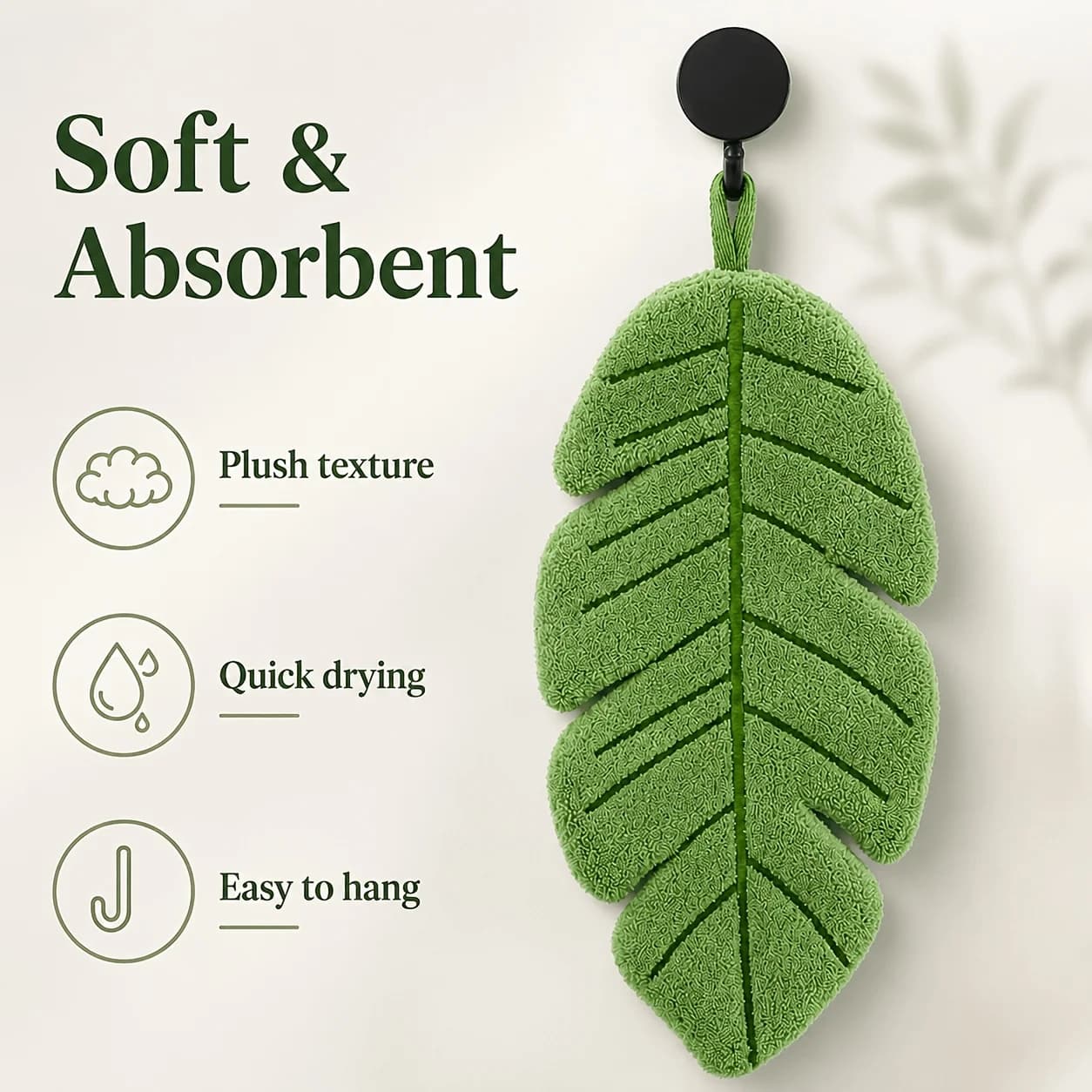Leaf-Shaped Hand Towels, 2-Pack
