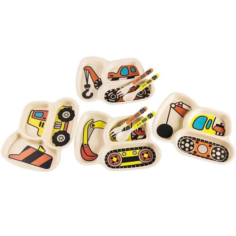 Kids Divided Plate Set With Fork and Spoon