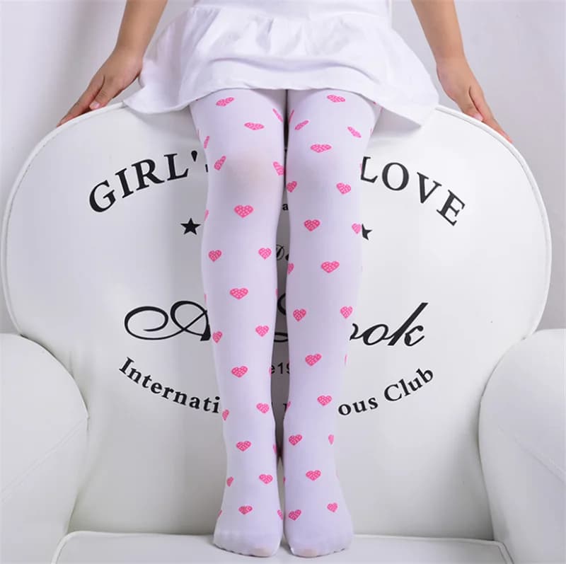 Girls Heart Pattern Elastic Waist Tights