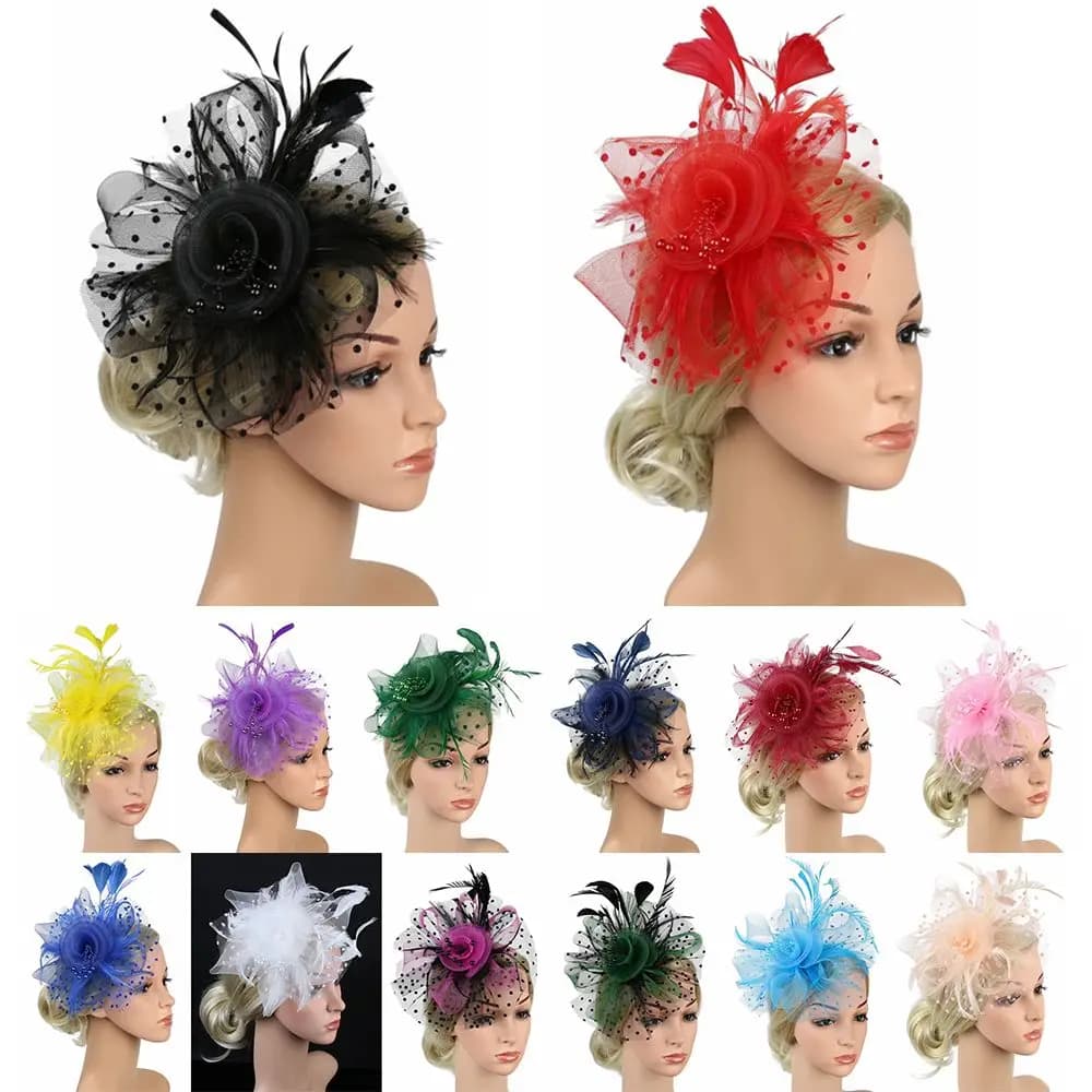 Hair Accessories Mesh Flower Hair Fascinators Wedding Feathers Hair Clip Fascinator Hat Tea Party Headband Alice Headband Clip