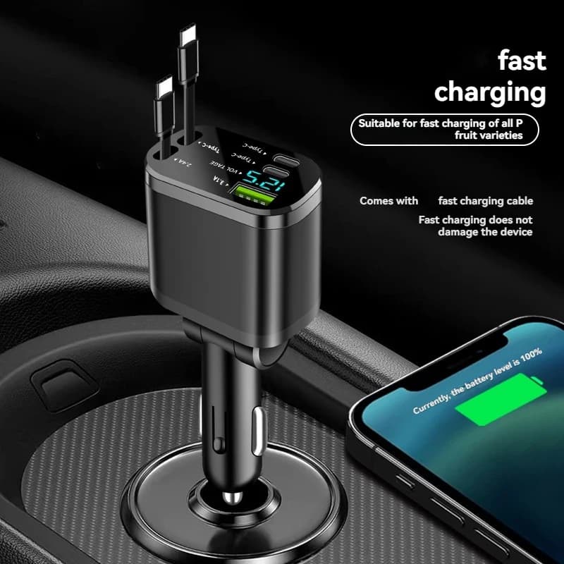 Car Charger with Retractable Cable