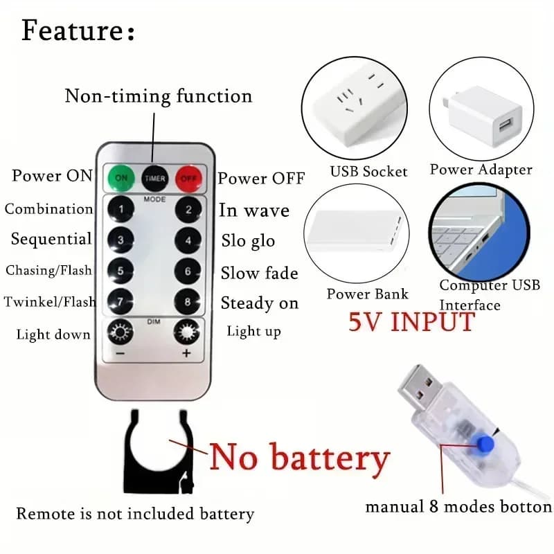 LED Curtain String Lights with Remote Control