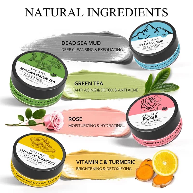 Clay Face Mask Set, 4 Pack