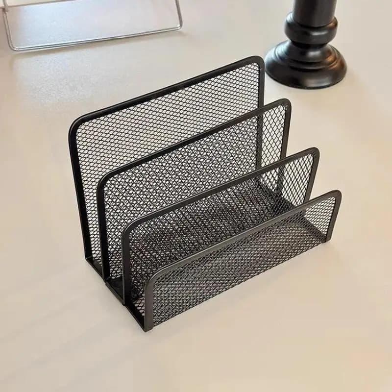 Desk Mail Organizer, 2 Pack Office Small Letter Sorter Desktop File Organizer Metal Mesh With 3 Vertical Upright Compartments