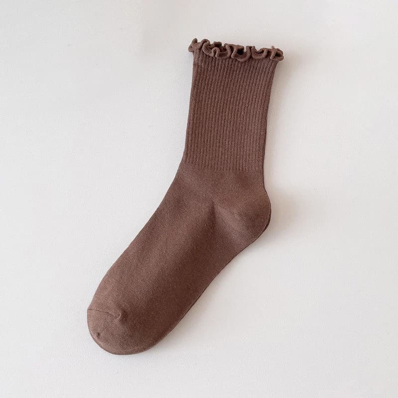 Women's Cotton Ruffle Mid-Calf Socks