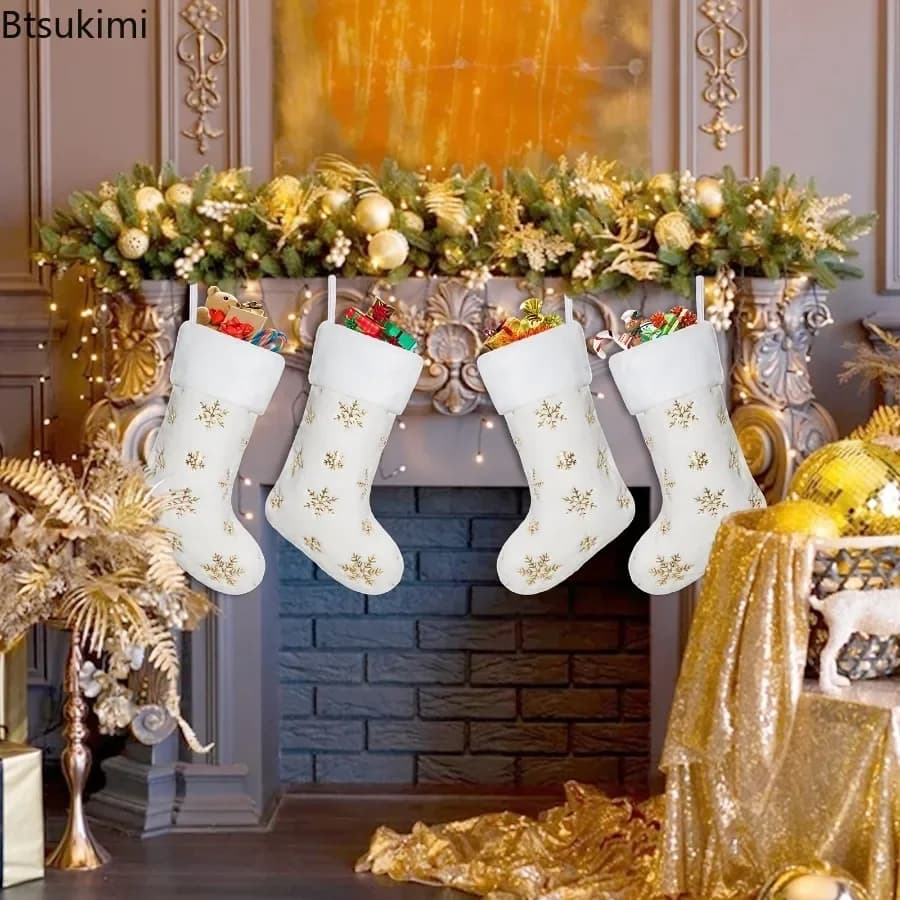 Christmas Stocking with Gold and Silver Sequins