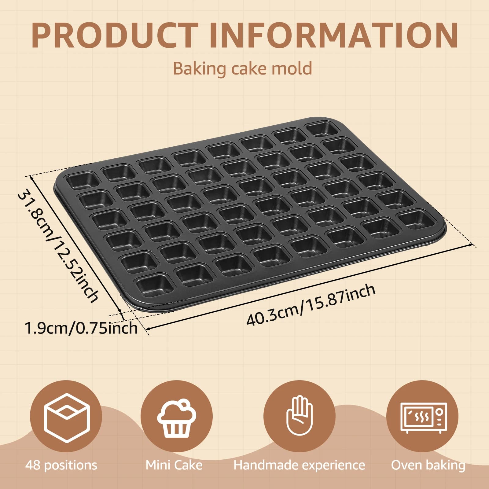 48 Cavity Mini Muffin Pan Carbon Steel Nonstick