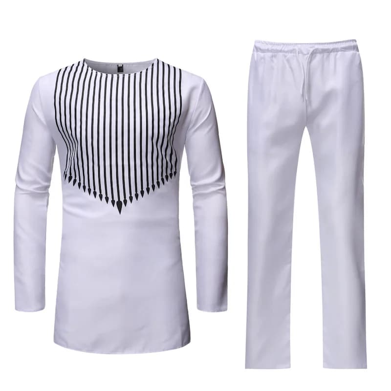African Striped Two Piece Set Shirt and Pants