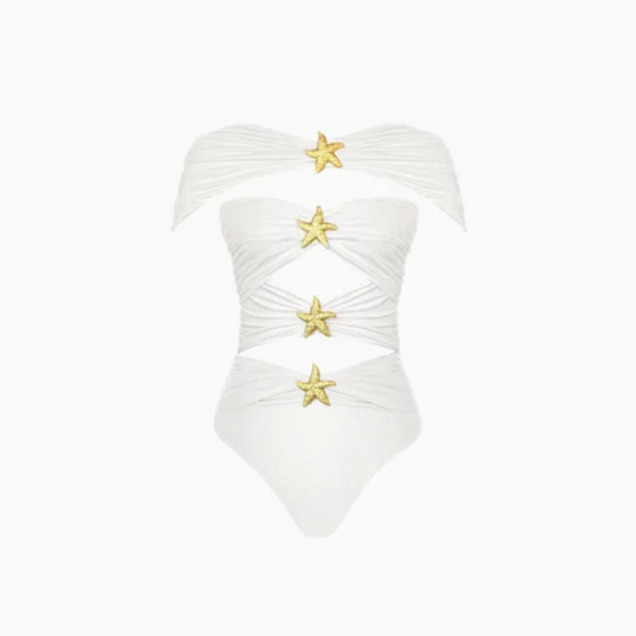 Hollow Shiny Shell Bikini With Cover Up