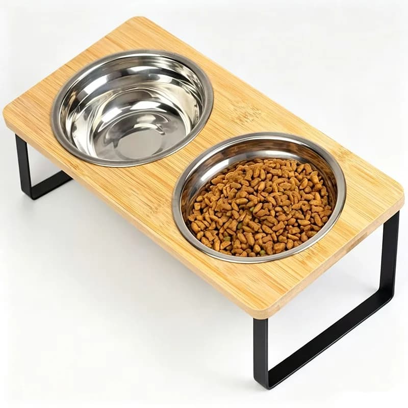 Elevated Pet Feeder with Tilted Stainless Steel Bowls