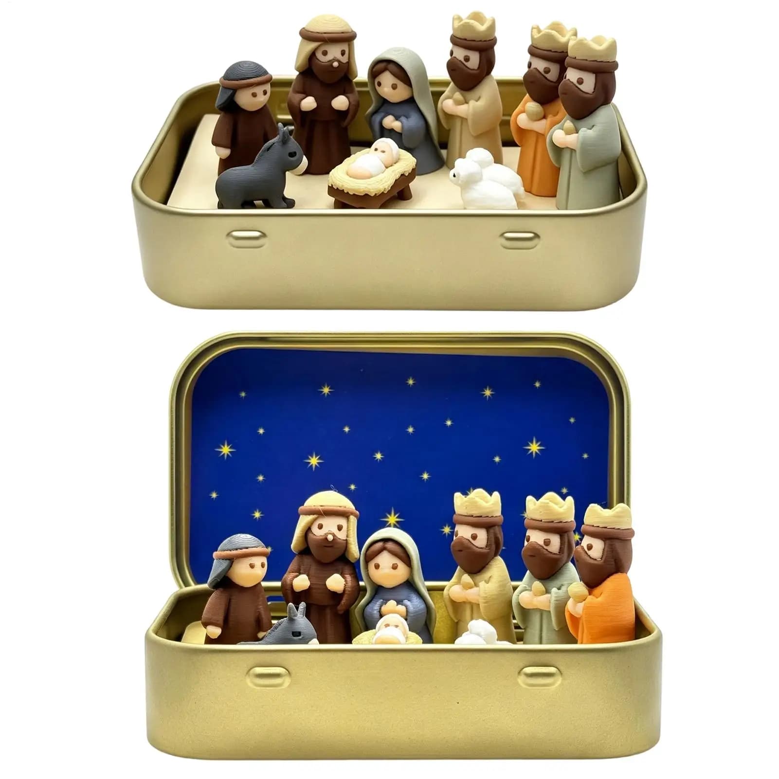 Mini Nativity Scene in Tin Box