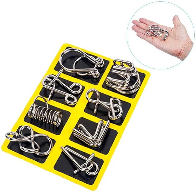 Metal Wire Puzzle Set - 8 Brain Teasers
