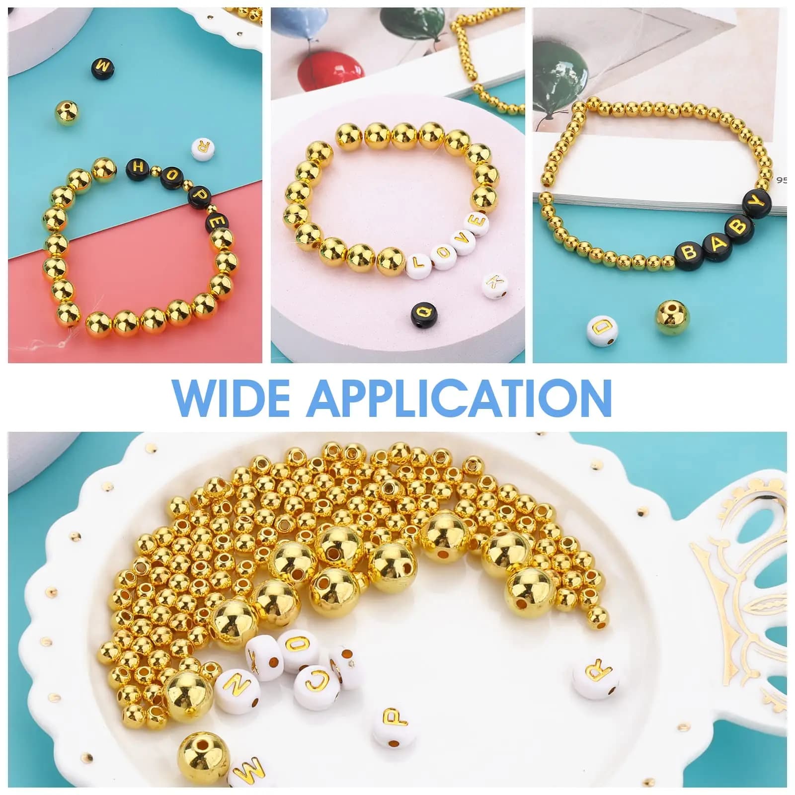 Jewelry Making Kit With Golden and Alphabet Beads