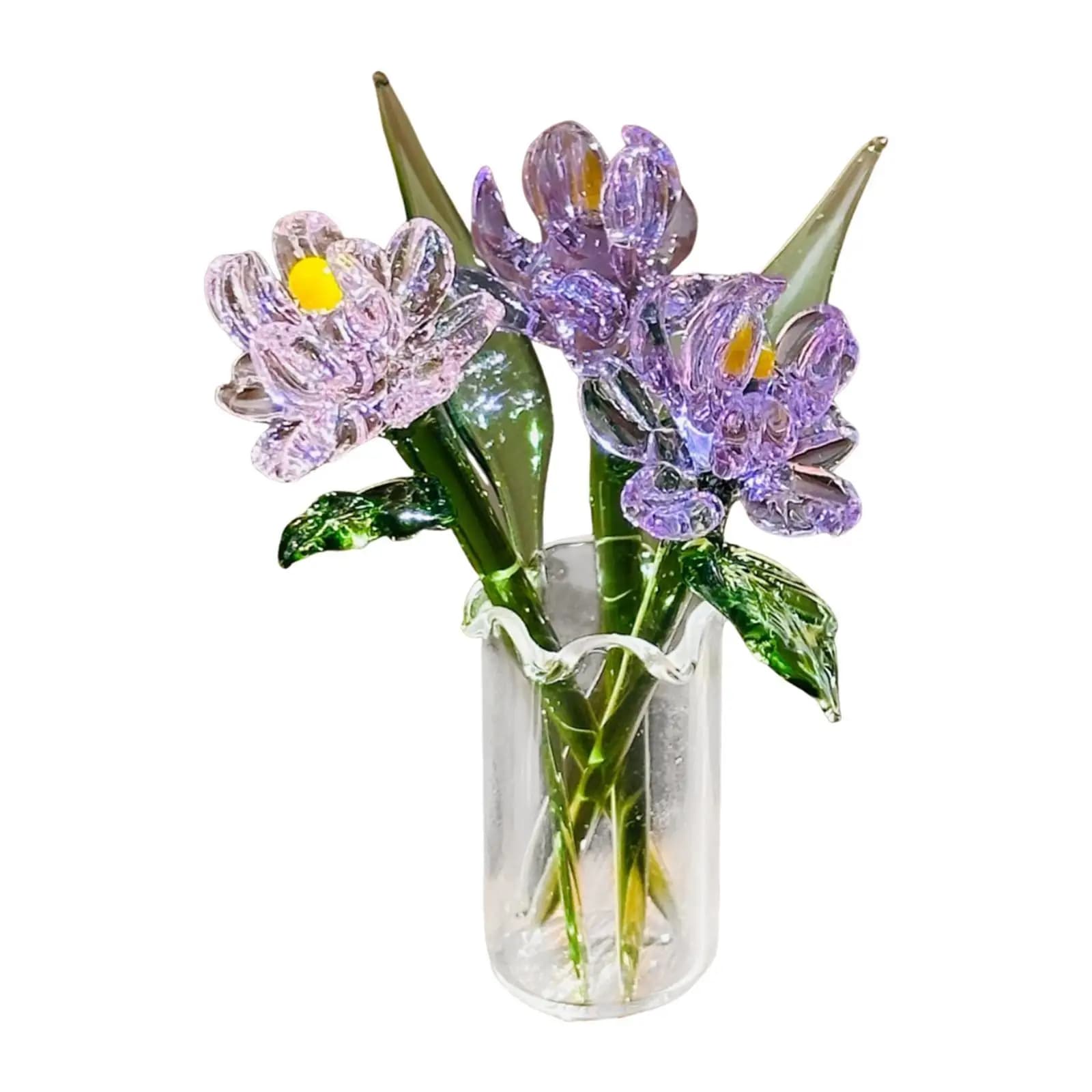 Glass Flowers Figurine with Vase