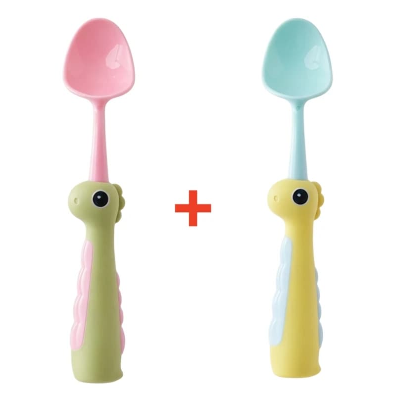 Cartoon Dinosaur Baby Spoon with Standing Base