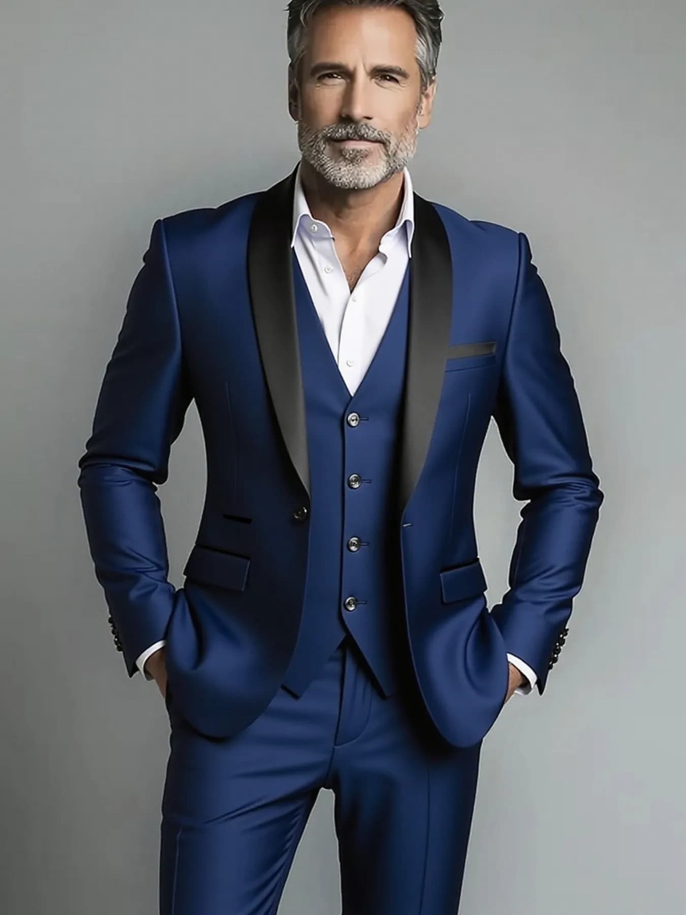 Men's Solid Color Three-Piece Formal Suit