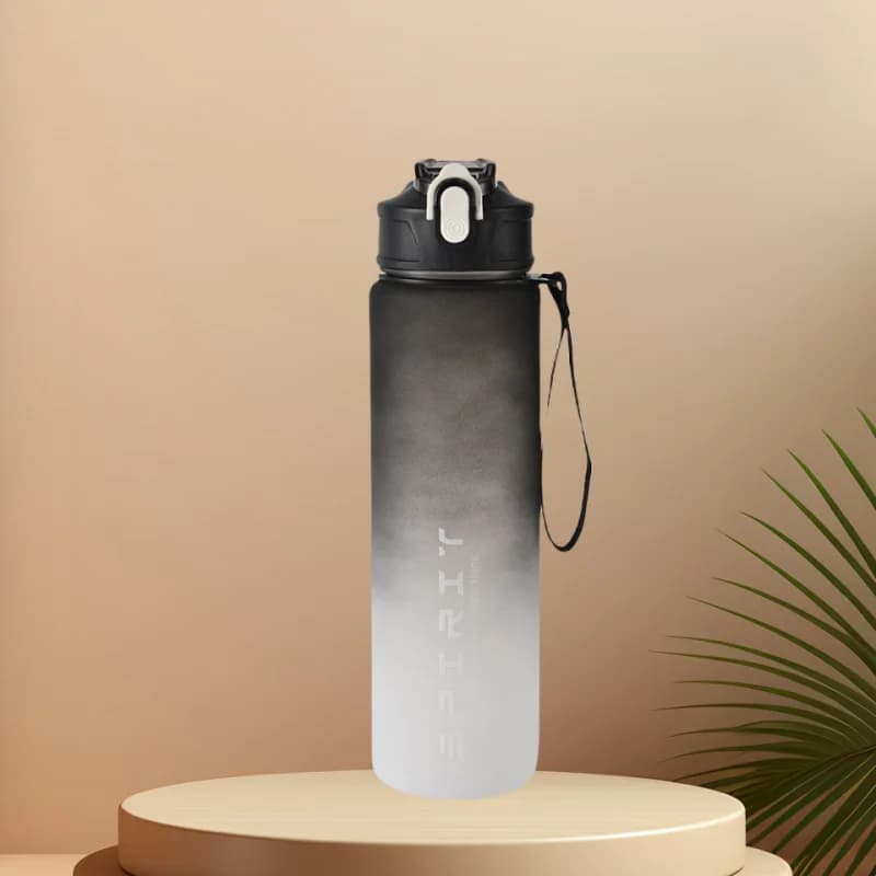 Sports Water Bottle with Time Tracker and Straw