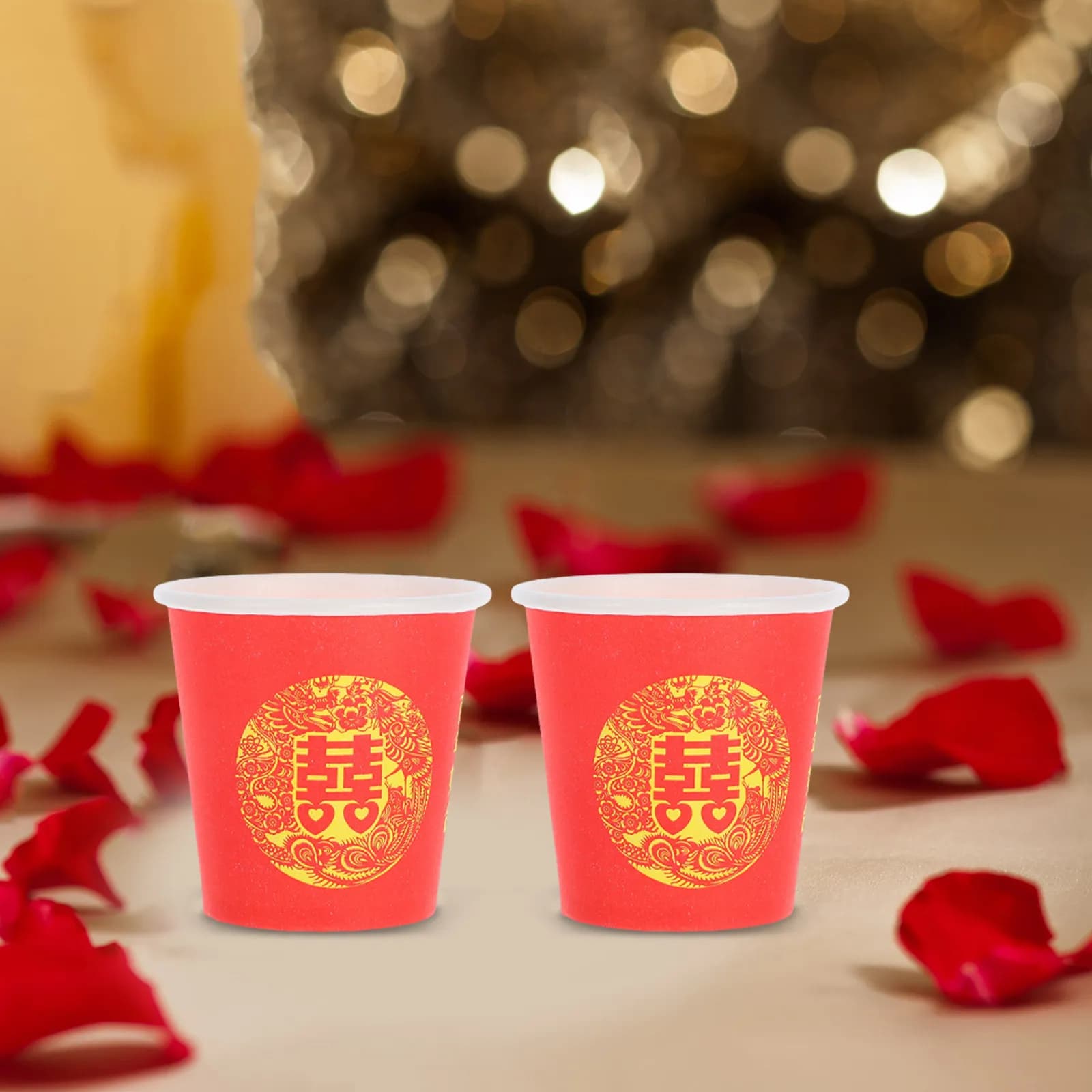 Red Double Happiness Wedding Paper Cups