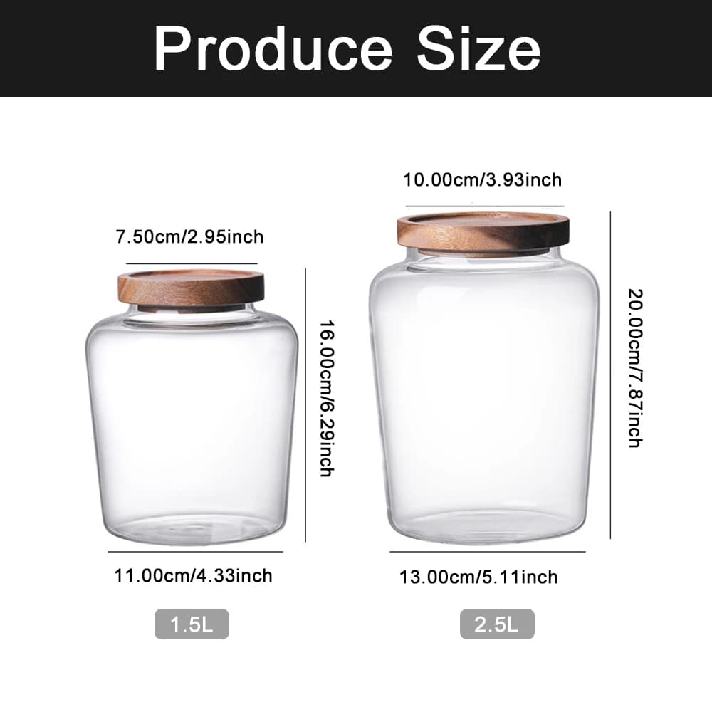 Glass Airtight Storage Jar with Wood Lid