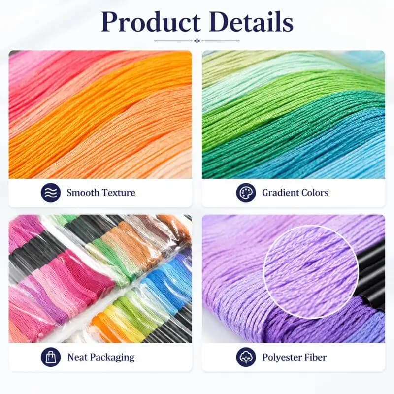 6-Strand Gradient Embroidery Thread Set