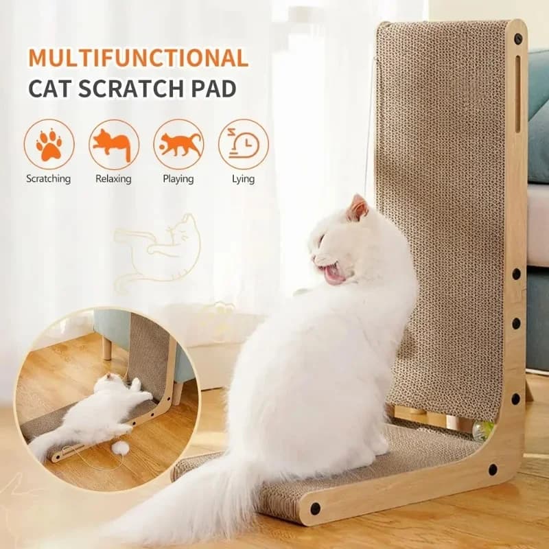 L-Shaped Corrugated Cardboard Cat Scratch Post