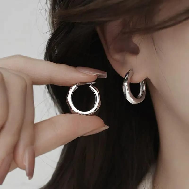 Hammered Hoop Earrings Two Tone